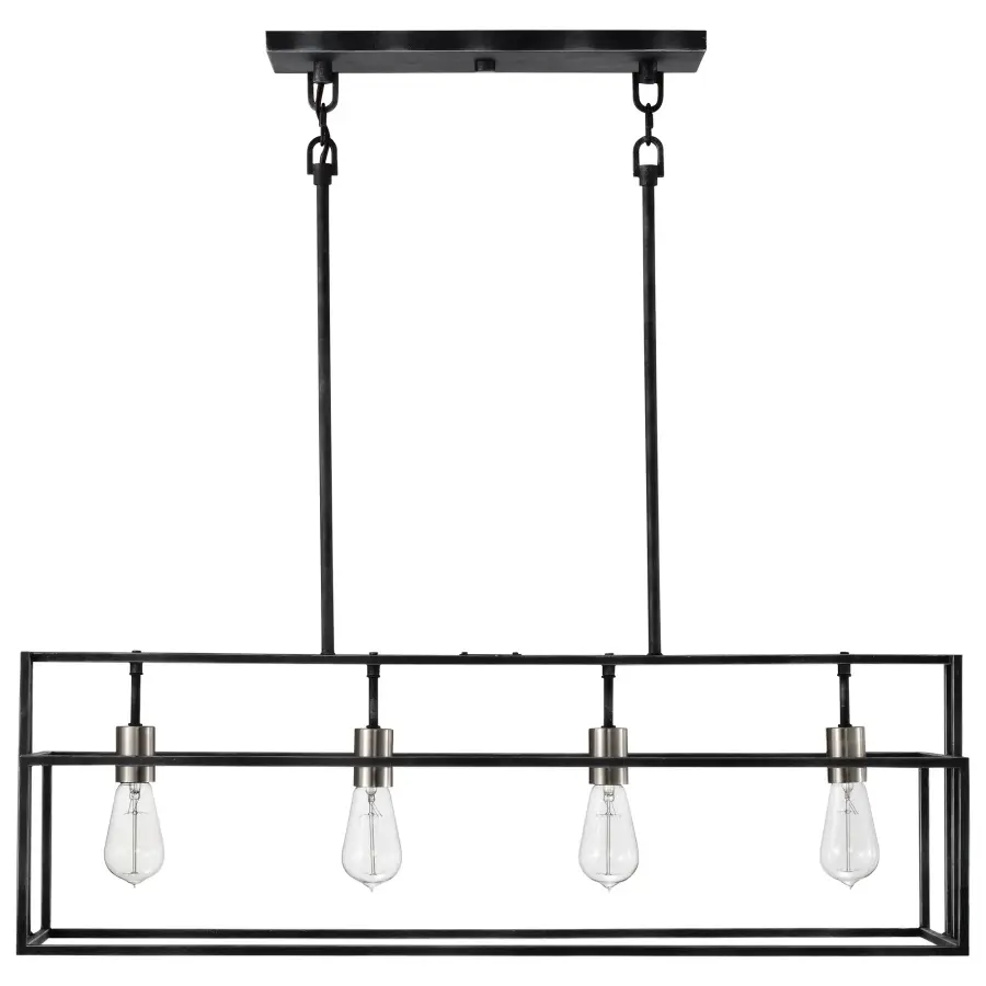 Lake 4-Light Island Pendant in Iron Black with Brushed Nickel - Image 5