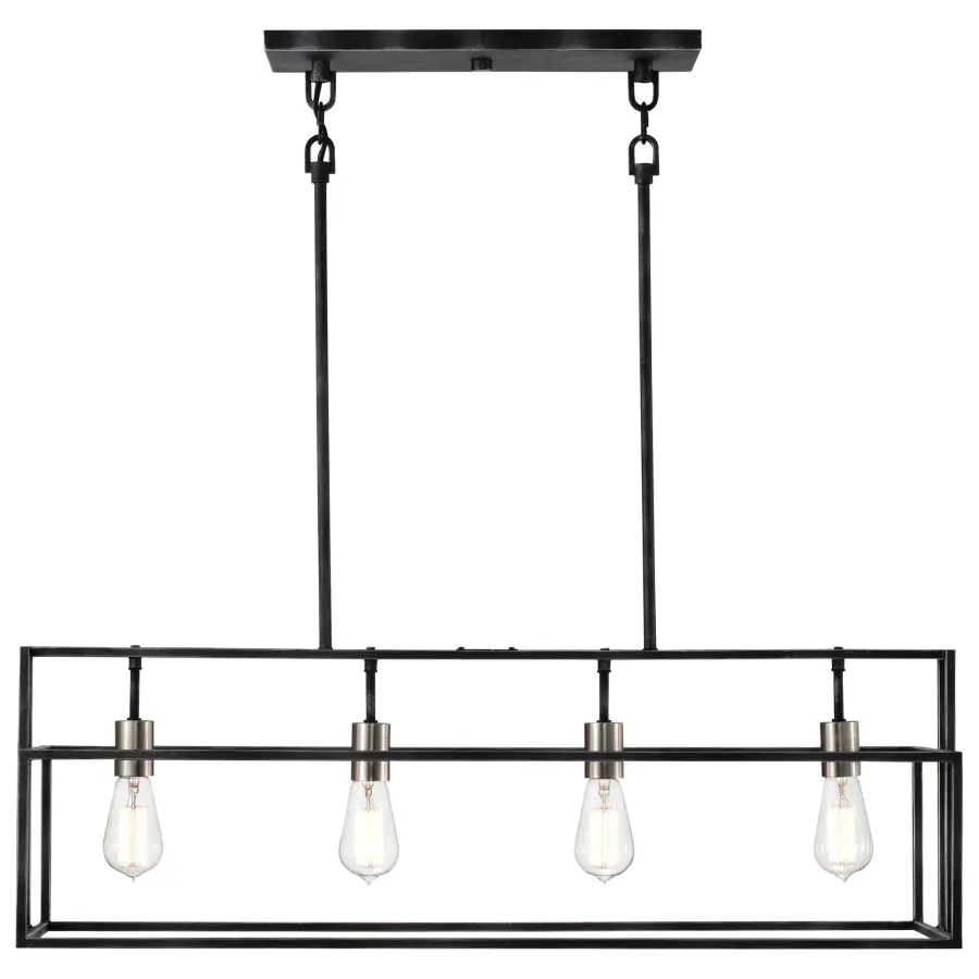 Lake 4-Light Island Pendant in Iron Black with Brushed Nickel - Image 6