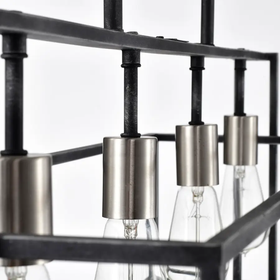 Lake 4-Light Island Pendant in Iron Black with Brushed Nickel - Image 10