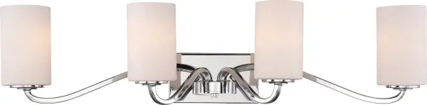 Willow 4-Light Vanity in Polished Nickel with White Glass - Image 1