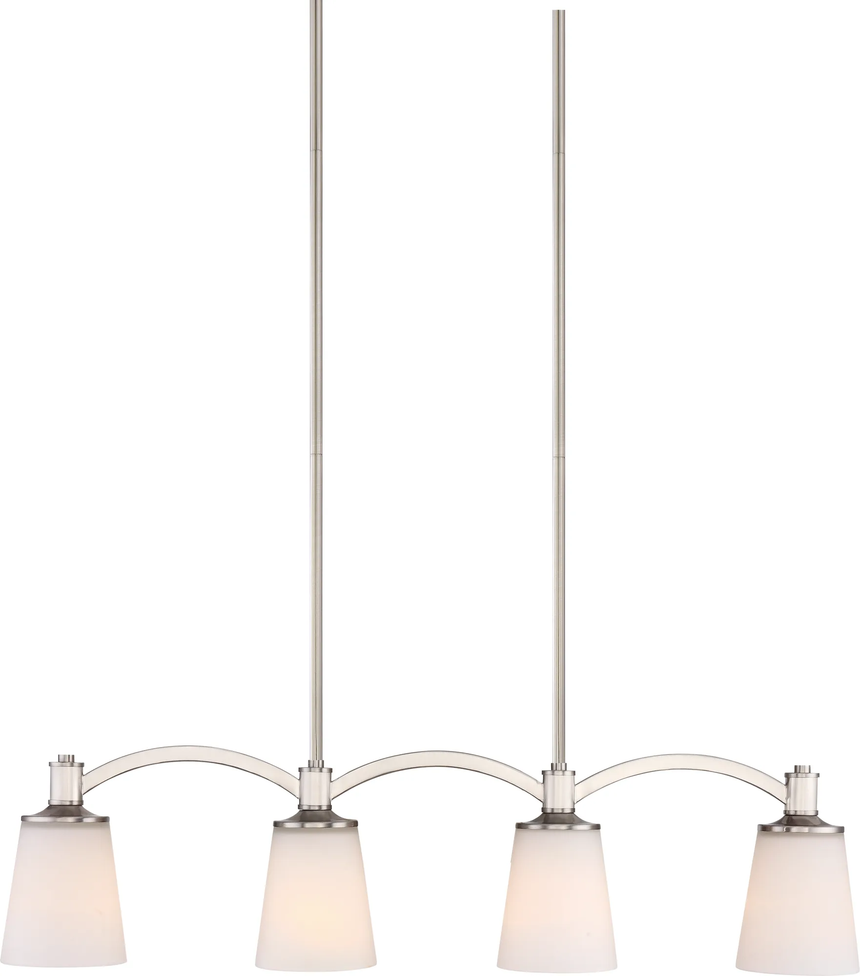 Laguna 4-Light Island Pendant in Brushed Nickel with White Glass