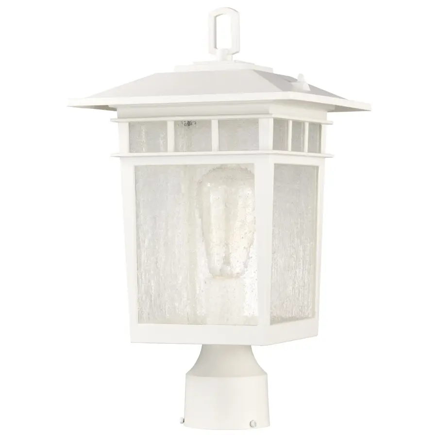 Cove Neck Outdoor Large Post Light - White with Clear Seeded Glass - Image 2