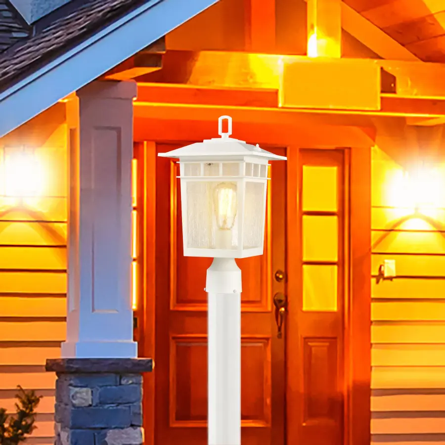 Cove Neck Outdoor Large Post Light - White with Clear Seeded Glass - Image 13