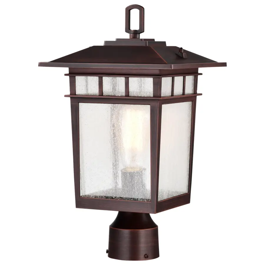 Cove Neck Outdoor Large Post Light - Rustic Bronze with Clear Seeded Glass - Image 1