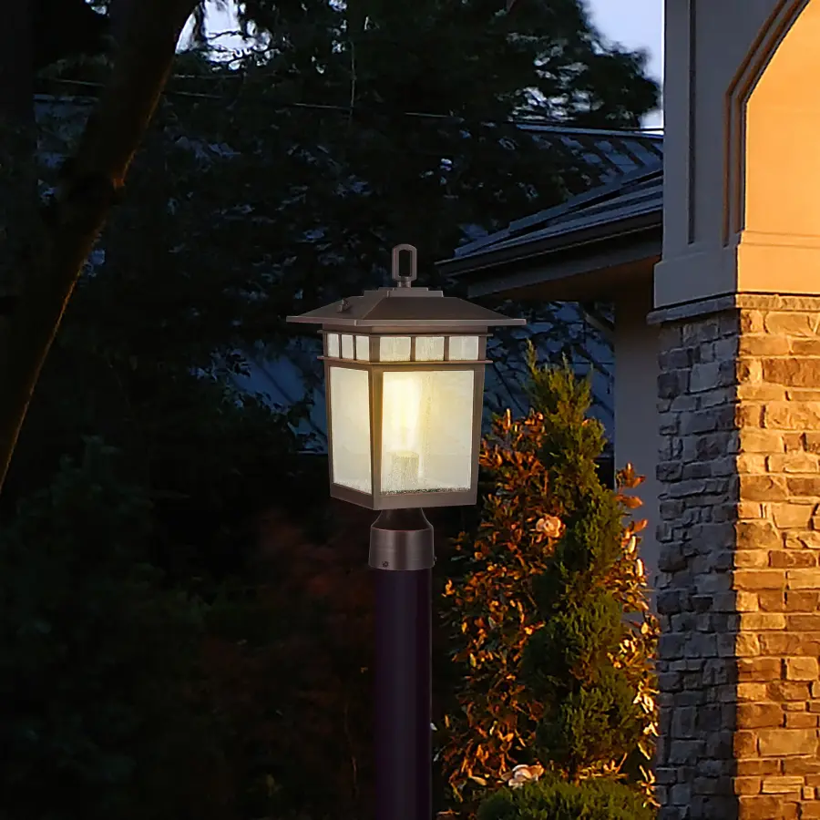 Cove Neck Outdoor Large Post Light - Rustic Bronze with Clear Seeded Glass - Image 15