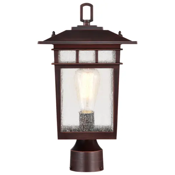 Cove Neck Outdoor Large Post Light - Rustic Bronze with Clear Seeded Glass - Image 3