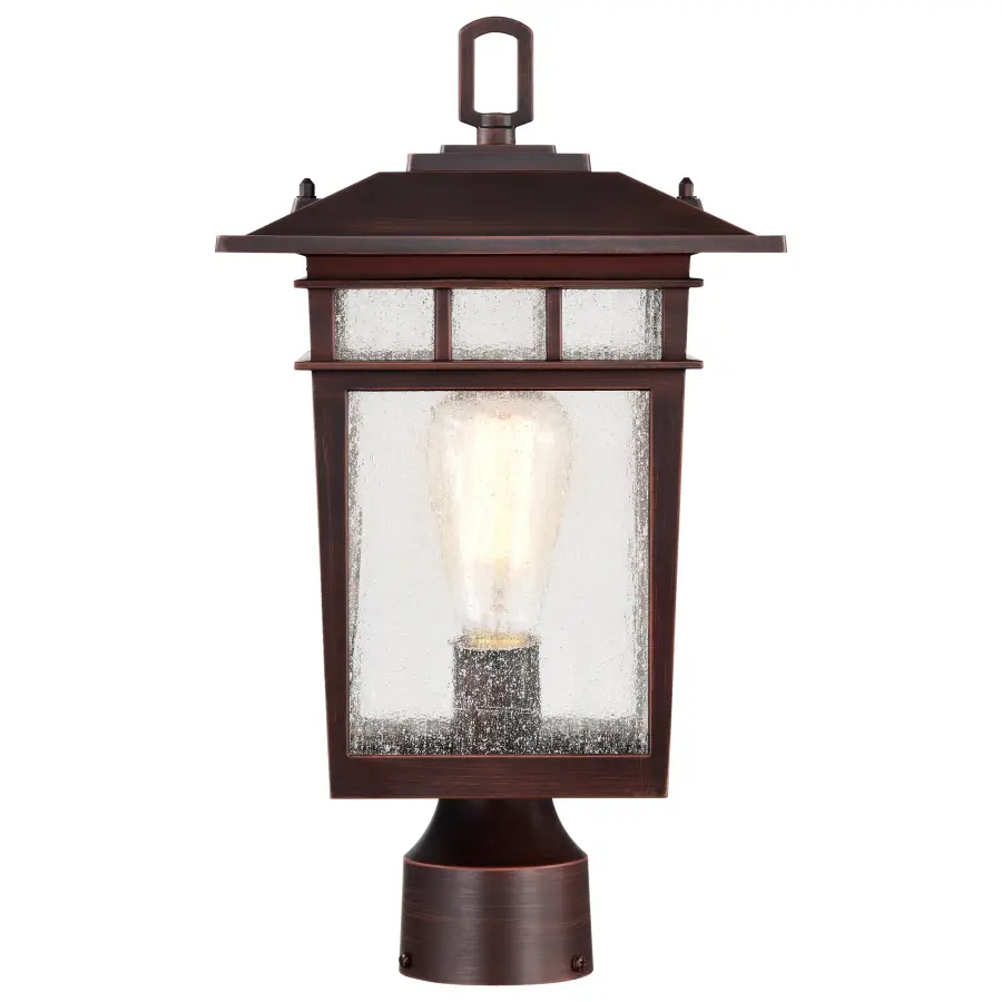 Cove Neck Outdoor Large Post Light - Rustic Bronze with Clear Seeded Glass - Image 3