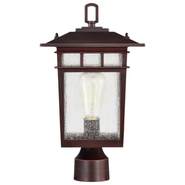 Cove Neck Outdoor Large Post Light - Rustic Bronze with Clear Seeded Glass - Image 4