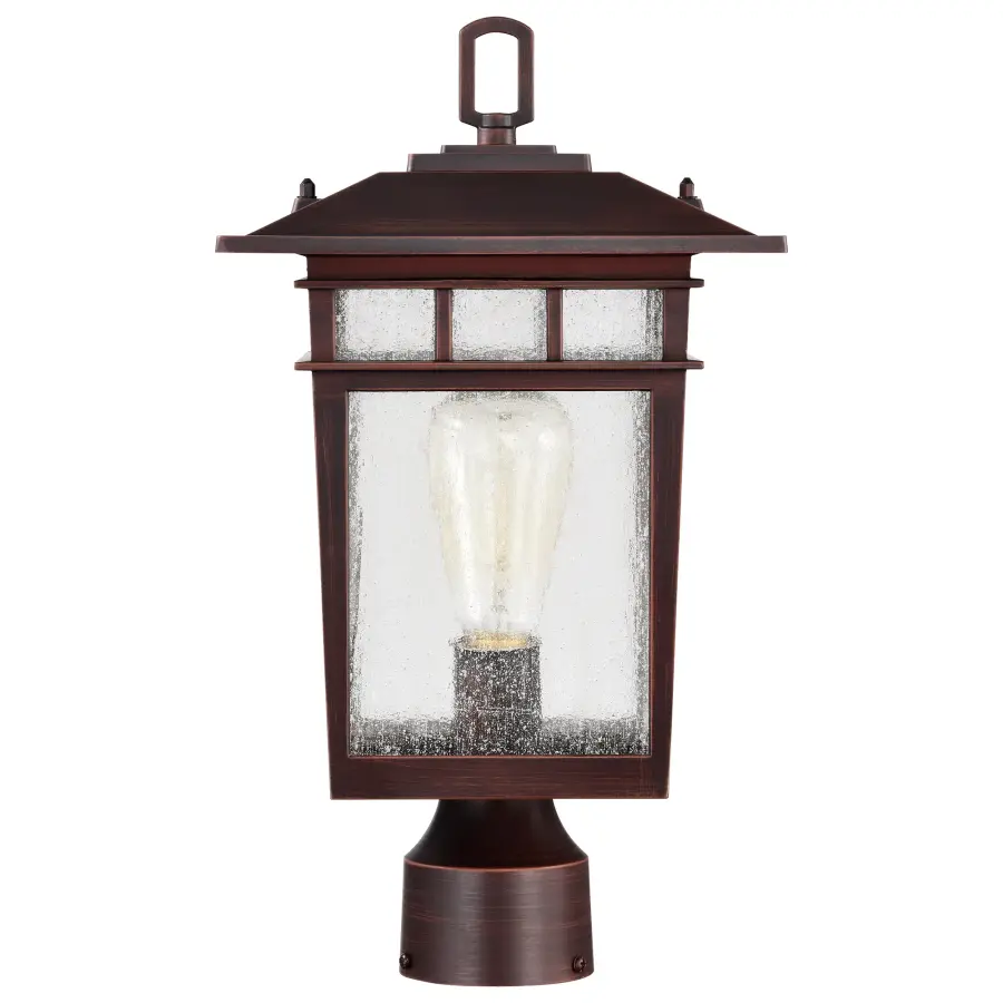 Cove Neck Outdoor Large Post Light - Rustic Bronze with Clear Seeded Glass - Image 4