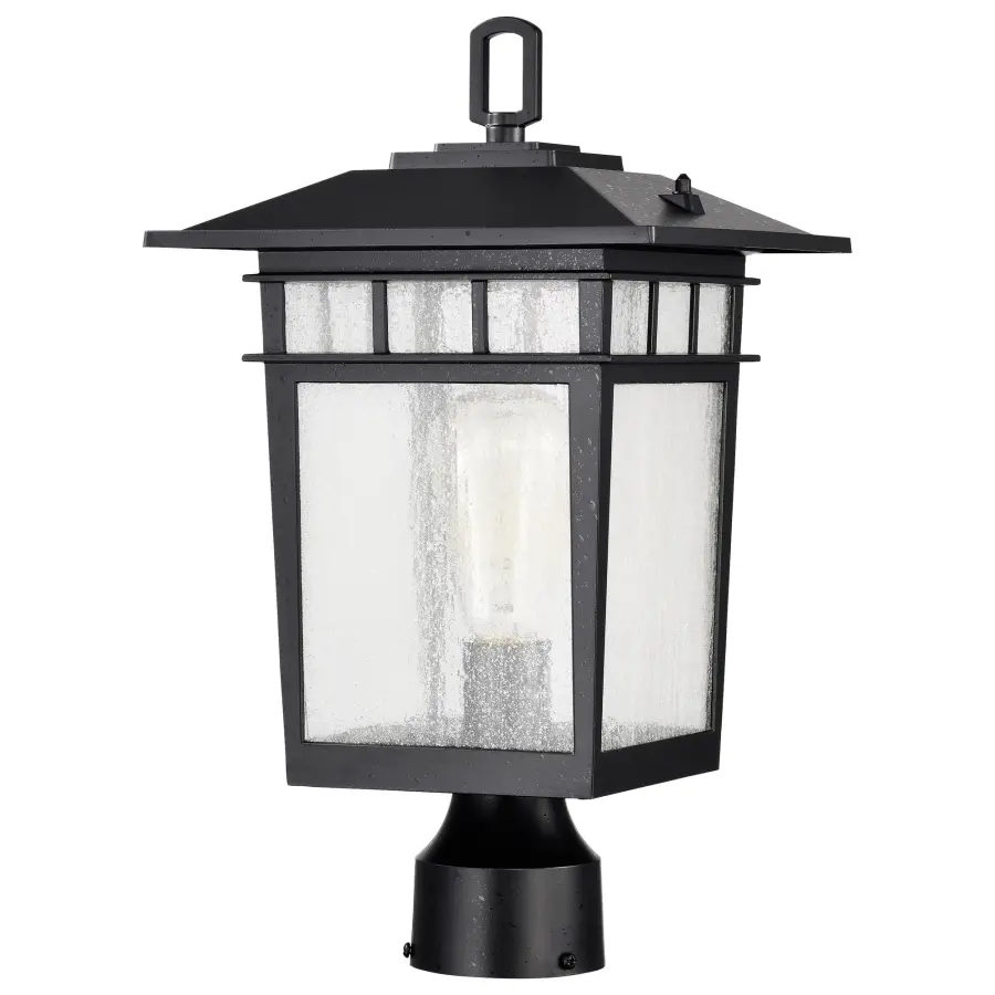 Cove Neck Outdoor Large Post Light - Textured Black with Clear Seeded Glass - Image 2