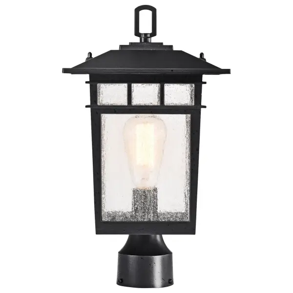 Cove Neck Outdoor Large Post Light - Textured Black with Clear Seeded Glass - Image 3