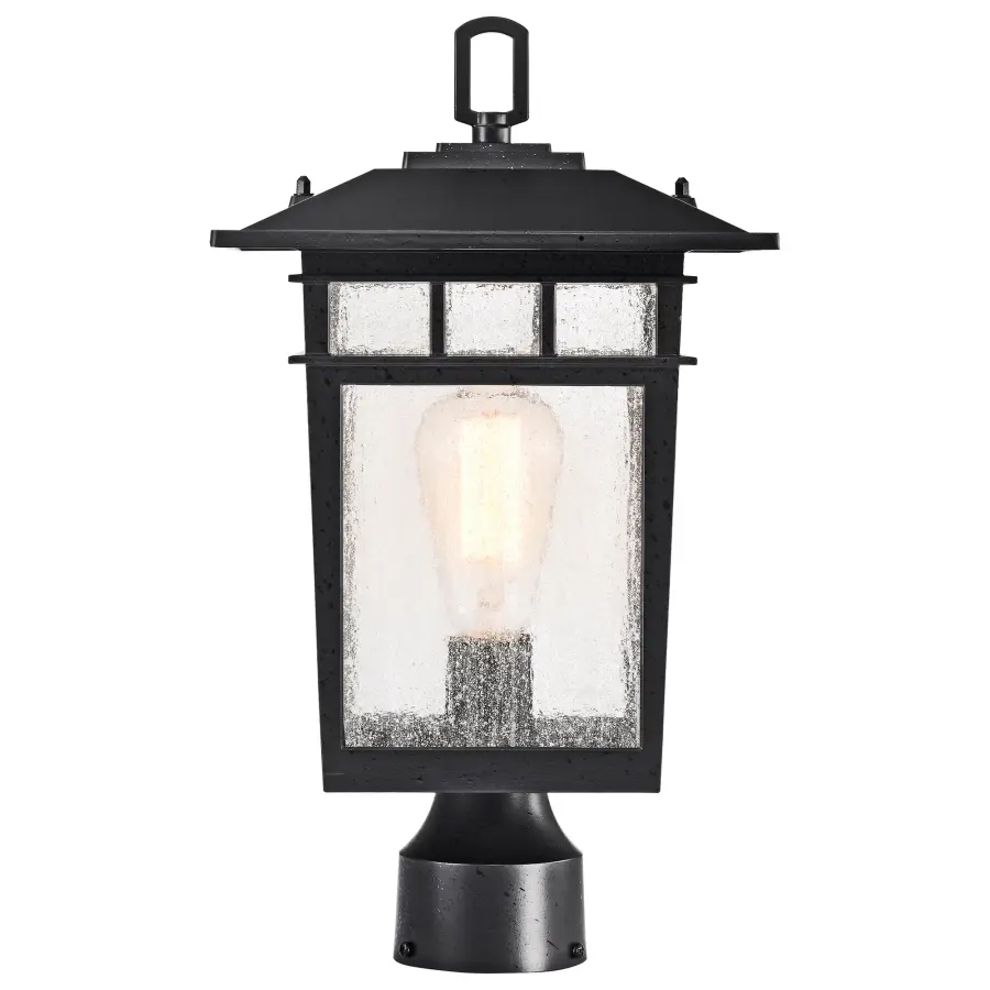 Cove Neck Outdoor Large Post Light - Textured Black with Clear Seeded Glass - Image 3