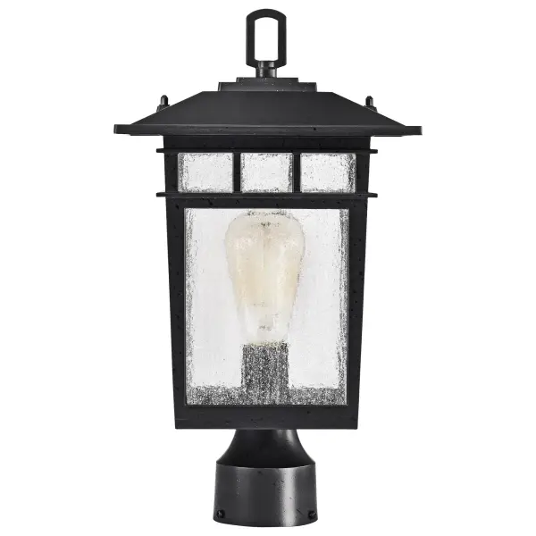 Cove Neck Outdoor Large Post Light - Textured Black with Clear Seeded Glass - Image 4