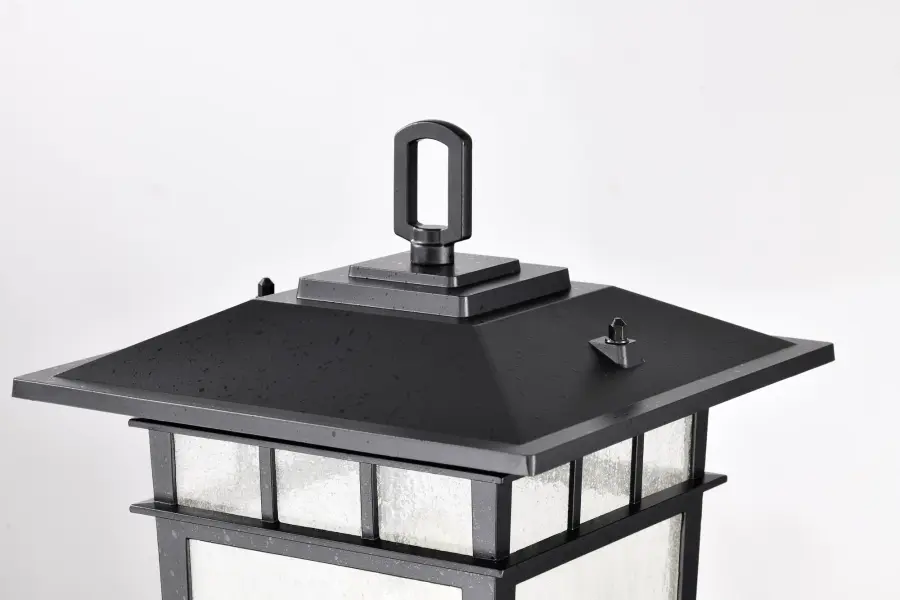 Cove Neck Outdoor Large Post Light - Textured Black with Clear Seeded Glass - Image 6