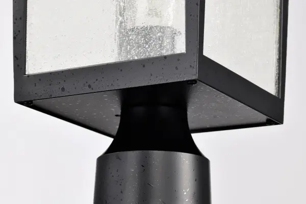 Cove Neck Outdoor Large Post Light - Textured Black with Clear Seeded Glass - Image 10