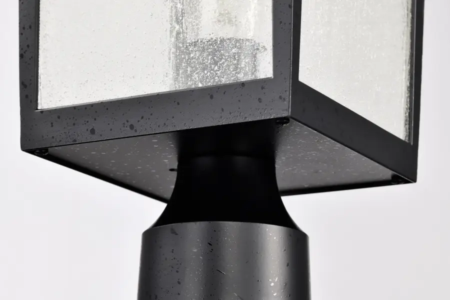 Cove Neck Outdoor Large Post Light - Textured Black with Clear Seeded Glass - Image 10
