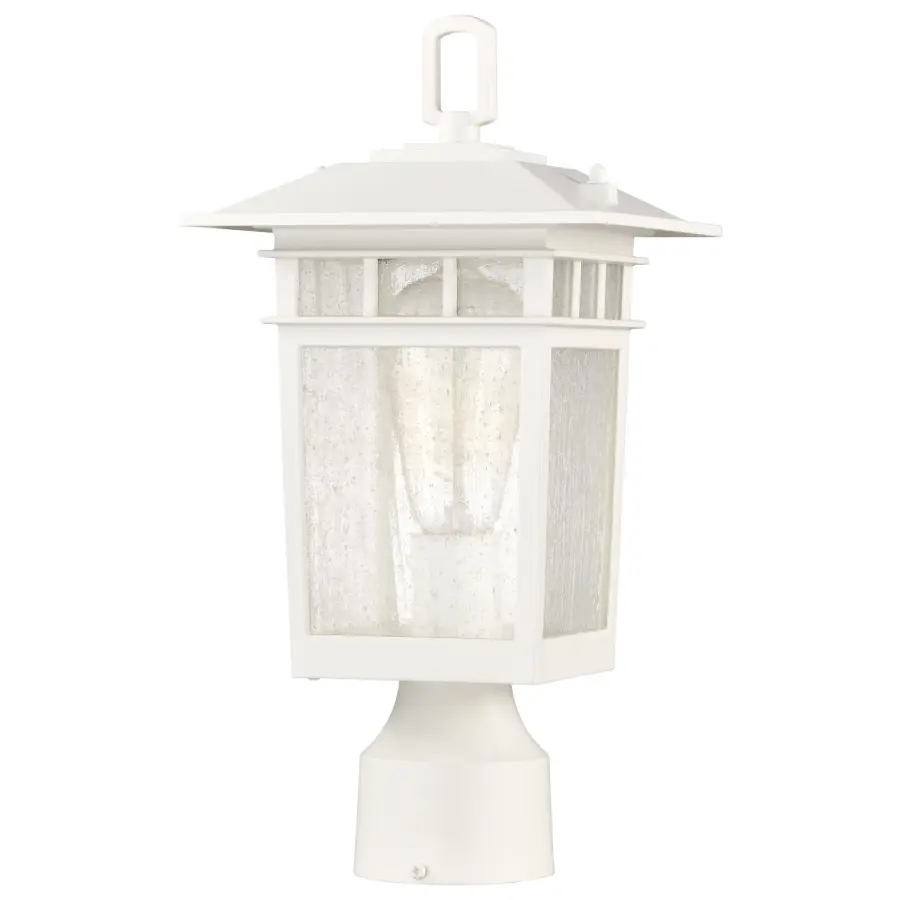 Cove Neck Outdoor Post Light - White with Clear Seeded Glass - Image 2