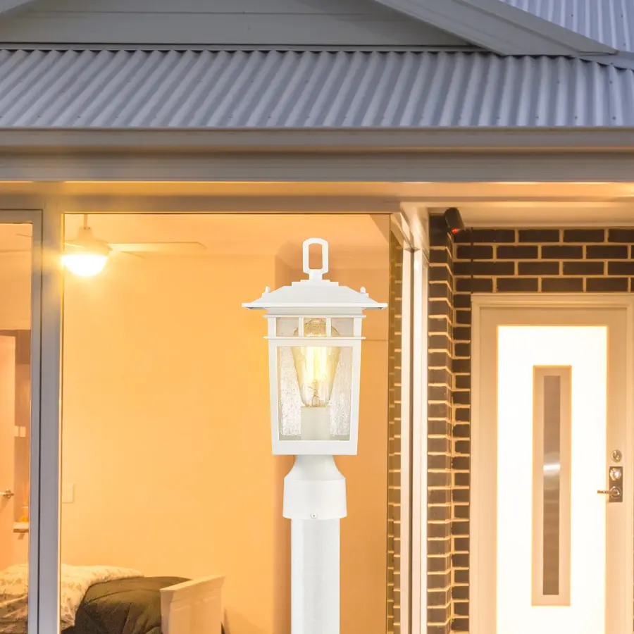 Cove Neck Outdoor Post Light - White with Clear Seeded Glass - Image 13