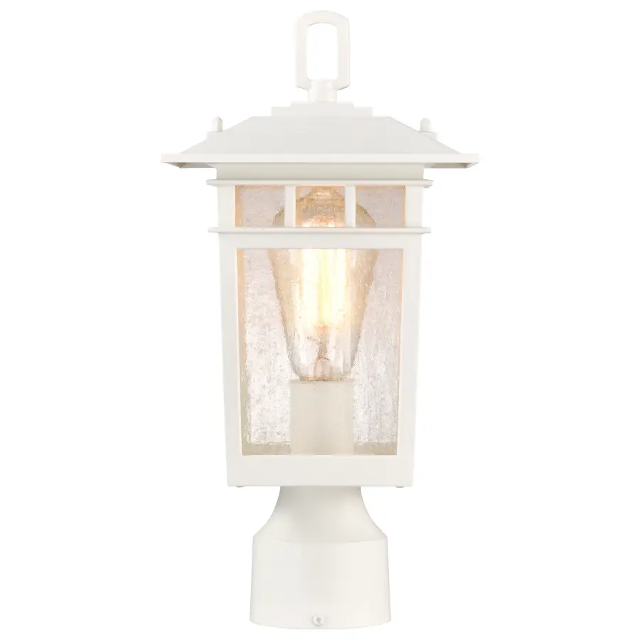 Cove Neck Outdoor Post Light - White with Clear Seeded Glass - Image 3