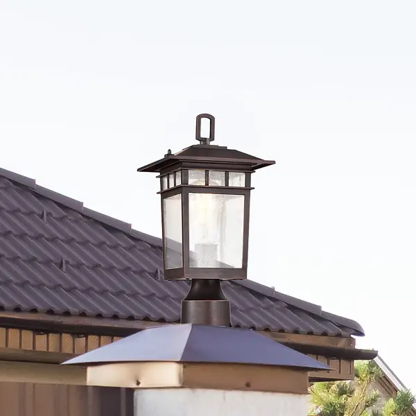 Cove Neck Outdoor Post Light - Rustic Bronze with Clear Seeded Glass - Image 13