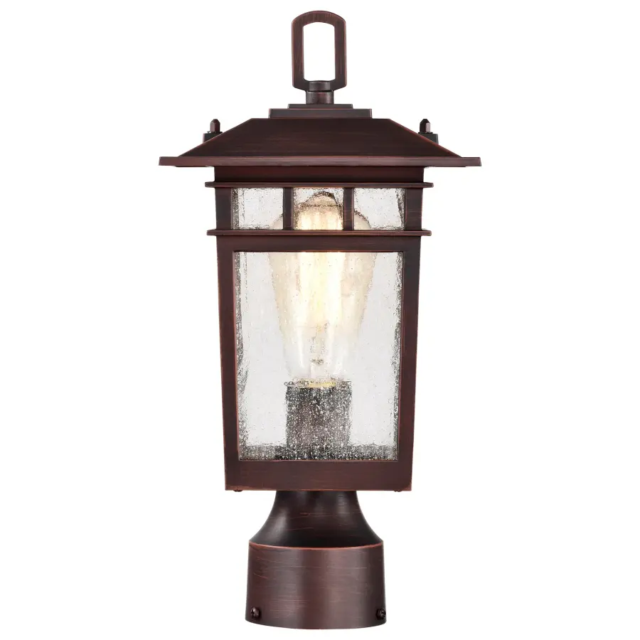 Cove Neck Outdoor Post Light - Rustic Bronze with Clear Seeded Glass - Image 3