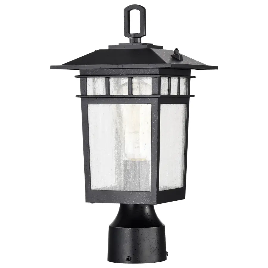 Cove Neck Outdoor Post Light - Textured Black with Clear Seeded Glass - Image 2
