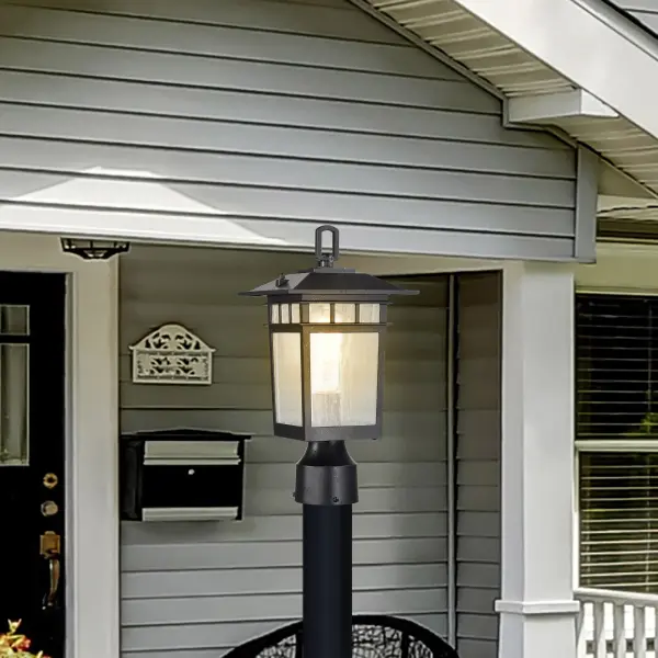 Cove Neck Outdoor Post Light - Textured Black with Clear Seeded Glass - Image 13