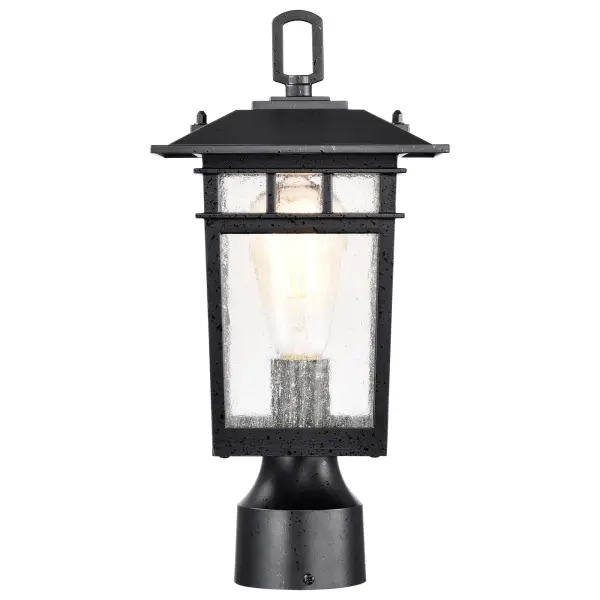 Cove Neck Outdoor Post Light - Textured Black with Clear Seeded Glass - Image 3