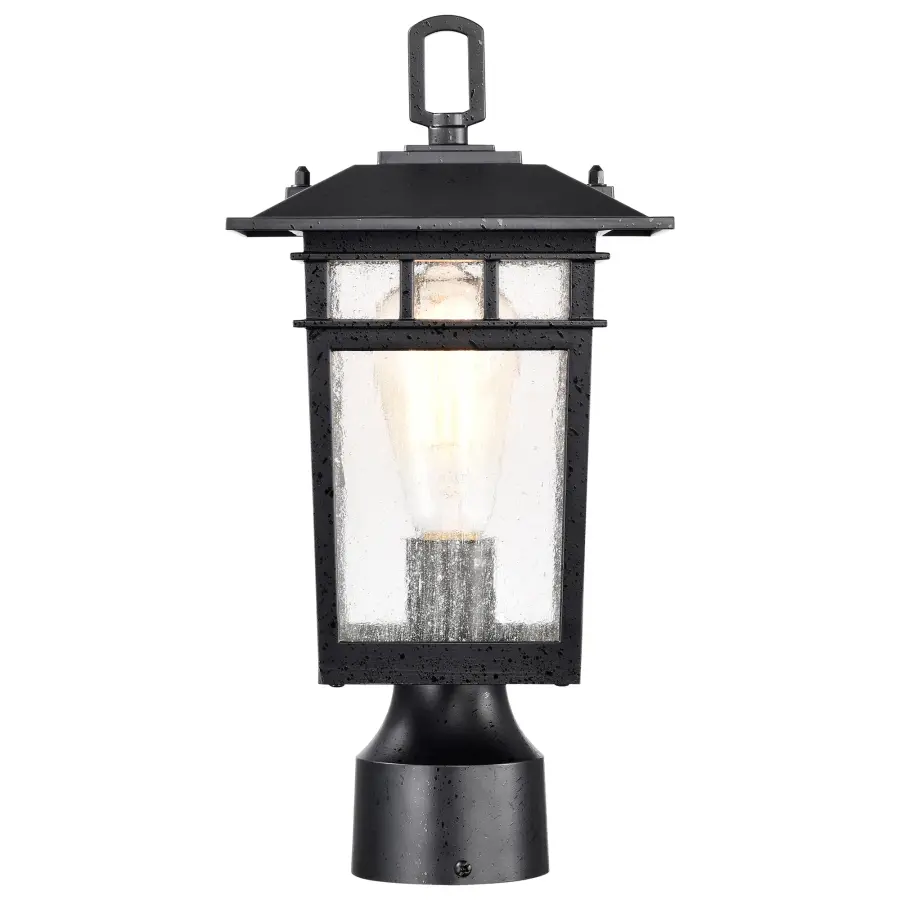 Cove Neck Outdoor Post Light - Textured Black with Clear Seeded Glass - Image 3