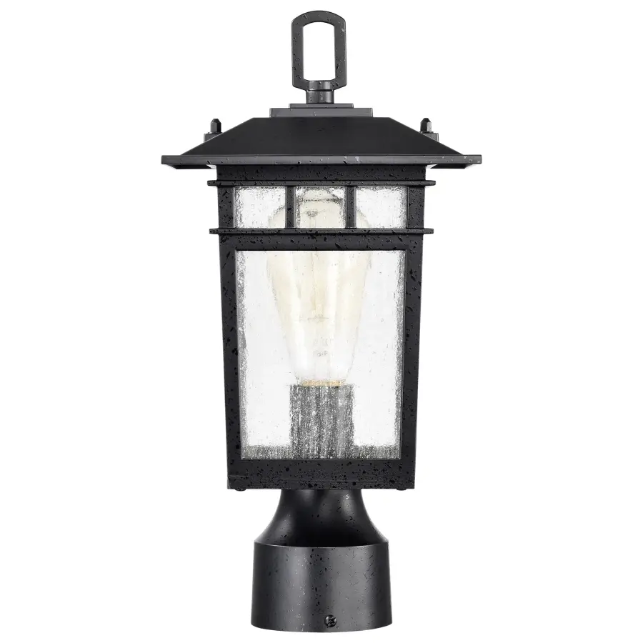 Cove Neck Outdoor Post Light - Textured Black with Clear Seeded Glass - Image 4
