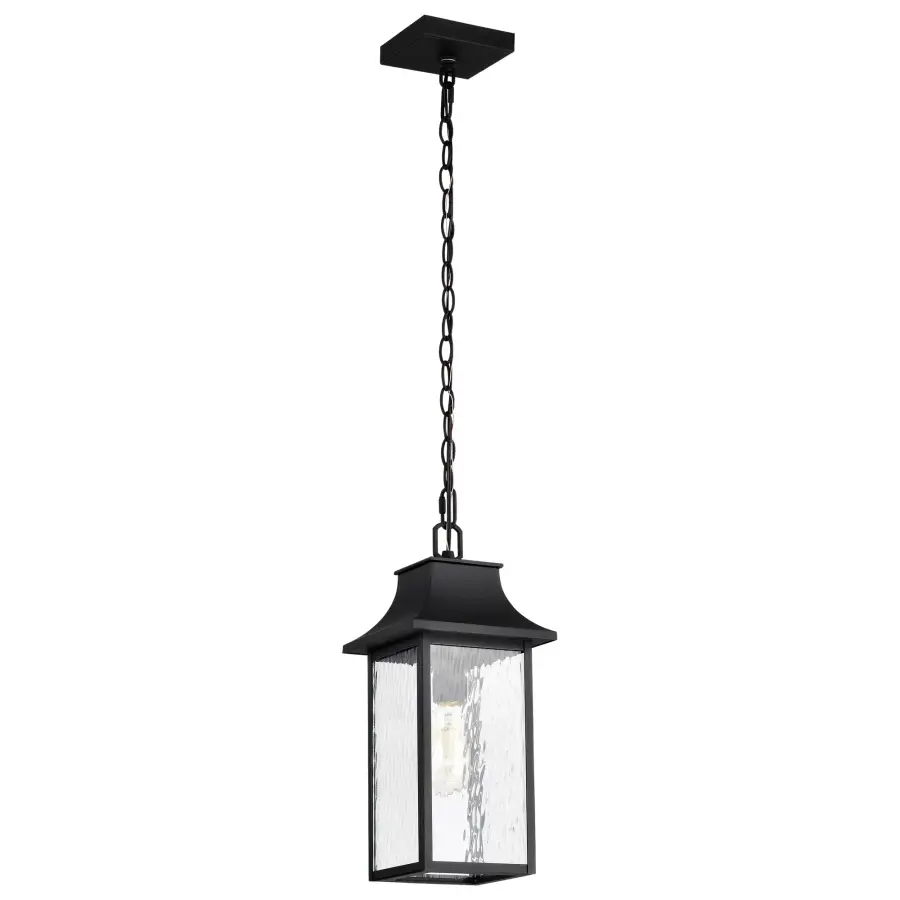 Austen Outdoor Hanging Light 17" - Matte Black with Clear Water Glass - Image 2