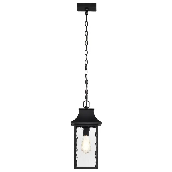 Austen Outdoor Hanging Light 17" - Matte Black with Clear Water Glass - Image 3