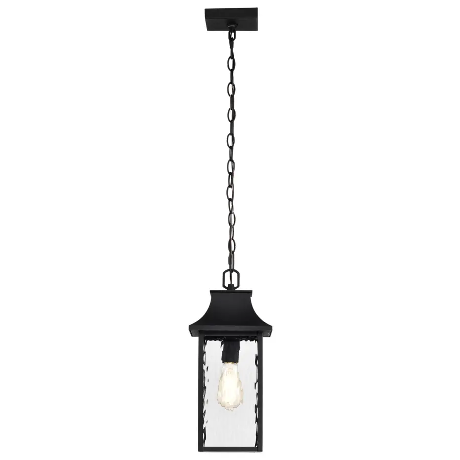 Austen Outdoor Hanging Light 17" - Matte Black with Clear Water Glass - Image 3