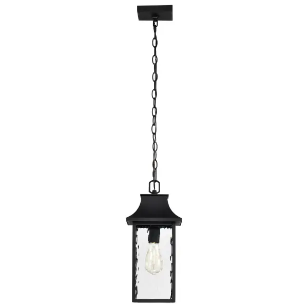 Austen Outdoor Hanging Light 17" - Matte Black with Clear Water Glass - Image 4