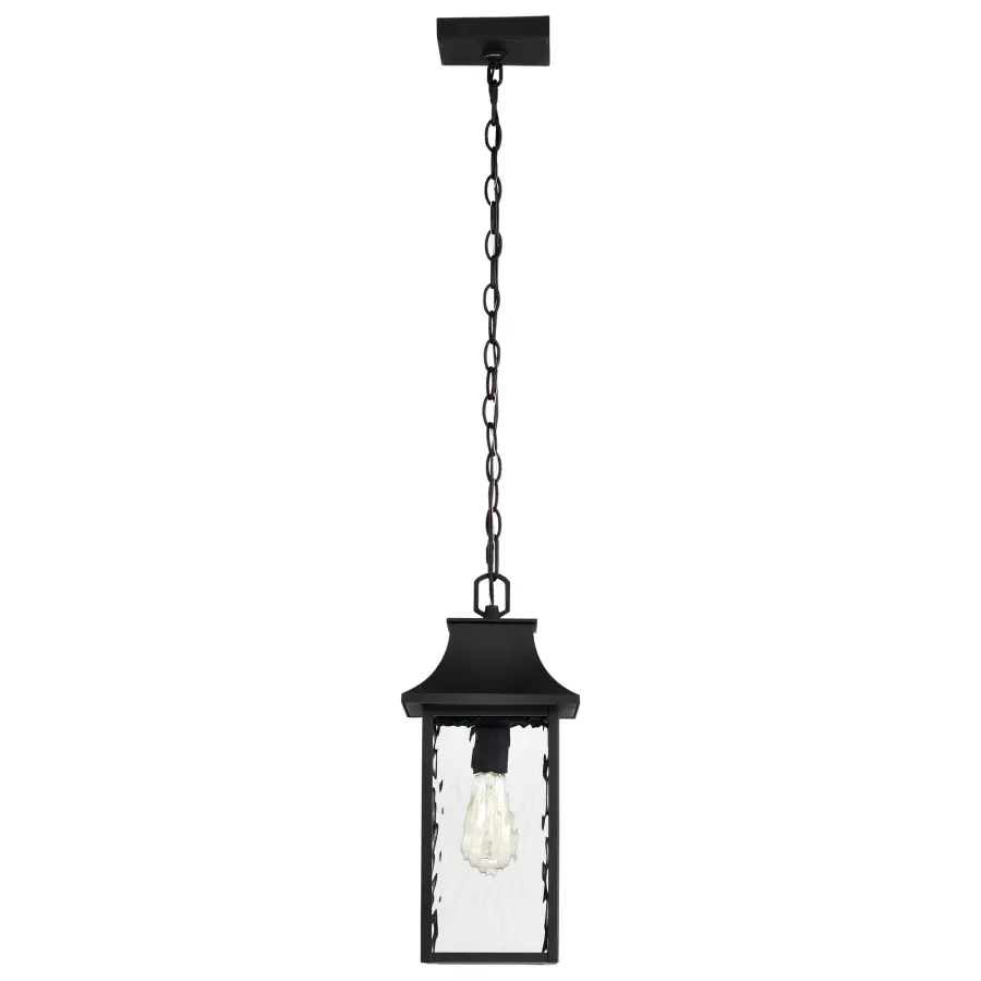 Austen Outdoor Hanging Light 17" - Matte Black with Clear Water Glass - Image 4