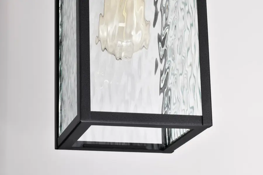 Austen Outdoor Hanging Light 17" - Matte Black with Clear Water Glass - Image 5