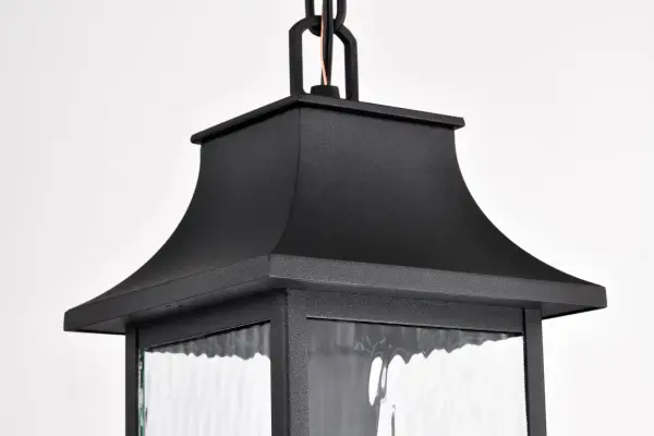 Austen Outdoor Hanging Light 17" - Matte Black with Clear Water Glass - Image 8