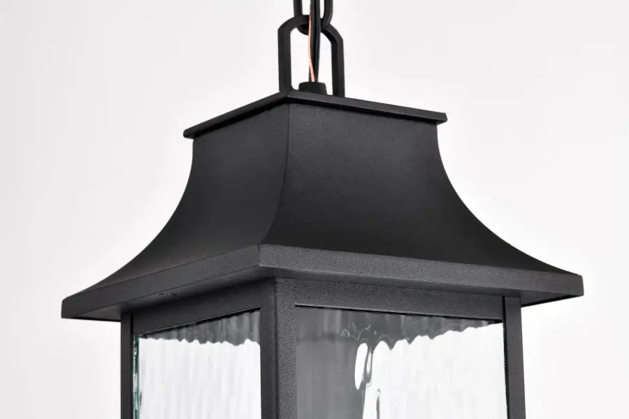 Austen Outdoor Hanging Light 17" - Matte Black with Clear Water Glass - Image 8