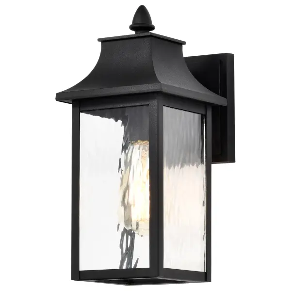 Austen Outdoor Wall Light 13" - Matte Black with Clear Water Glass - Image 1