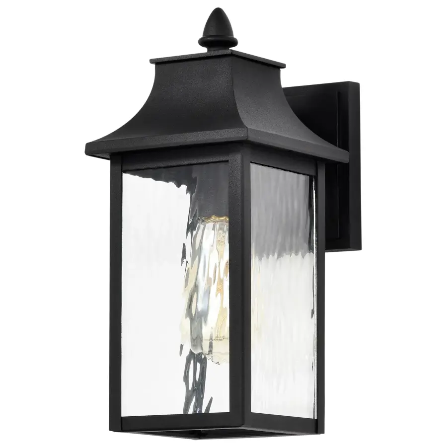 Austen Outdoor Wall Light 13" - Matte Black with Clear Water Glass - Image 2