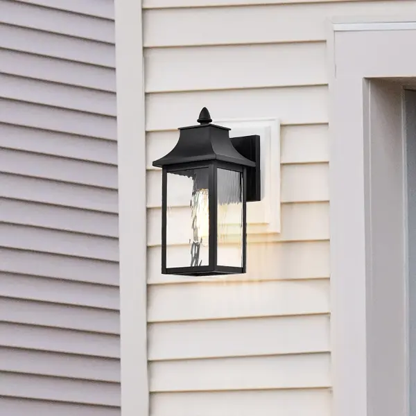Austen Outdoor Wall Light 13" - Matte Black with Clear Water Glass - Image 14