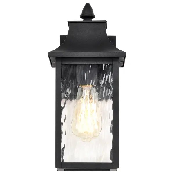 Austen Outdoor Wall Light 13" - Matte Black with Clear Water Glass - Image 3