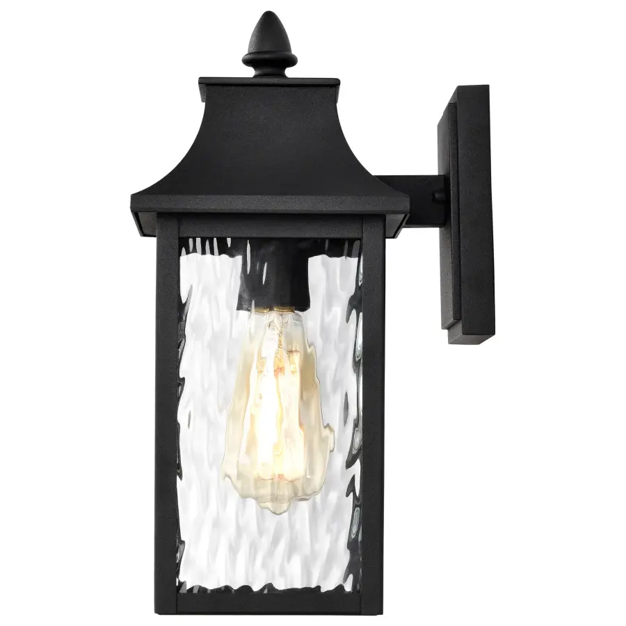Austen Outdoor Wall Light 13" - Matte Black with Clear Water Glass - Image 5