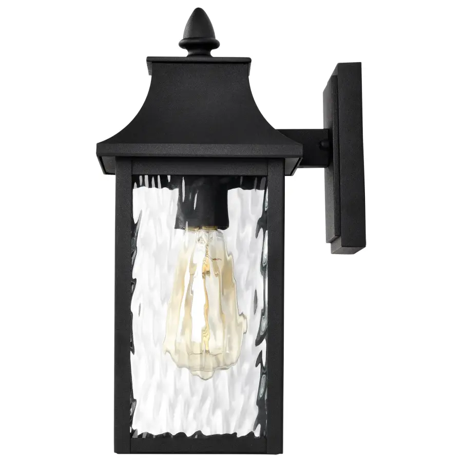 Austen Outdoor Wall Light 13" - Matte Black with Clear Water Glass - Image 6