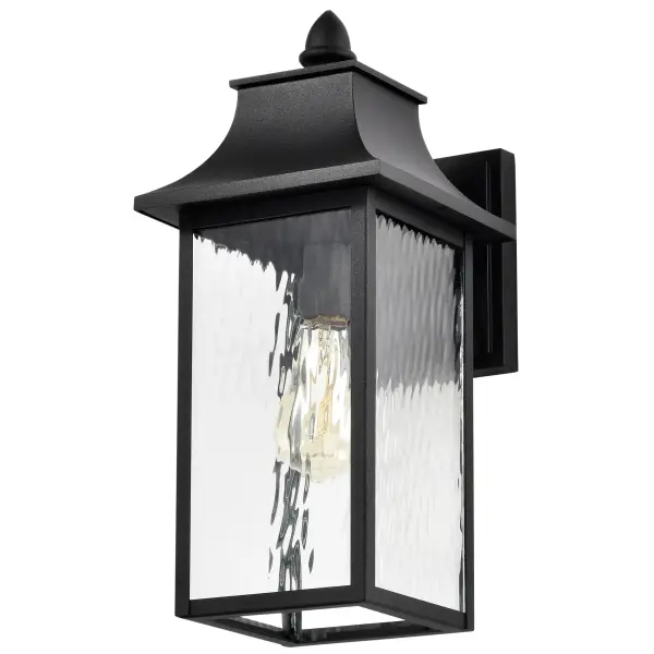 Austen Outdoor Large Wall Light - Matte Black with Clear Water Glass - Image 2