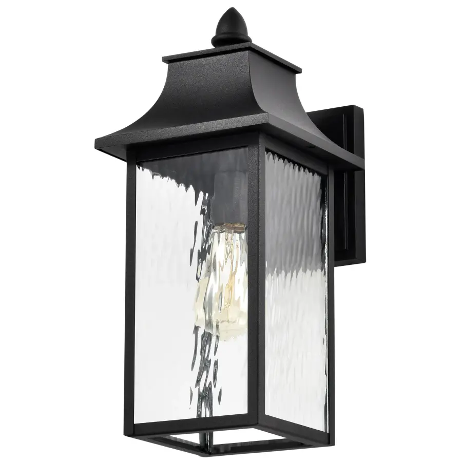 Austen Outdoor Large Wall Light - Matte Black with Clear Water Glass - Image 2