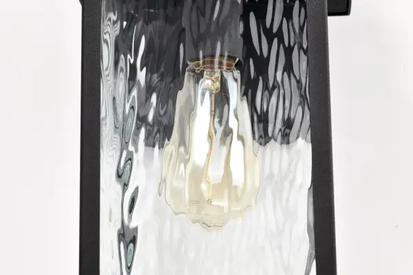 Austen Outdoor Large Wall Light - Matte Black with Clear Water Glass - Image 12