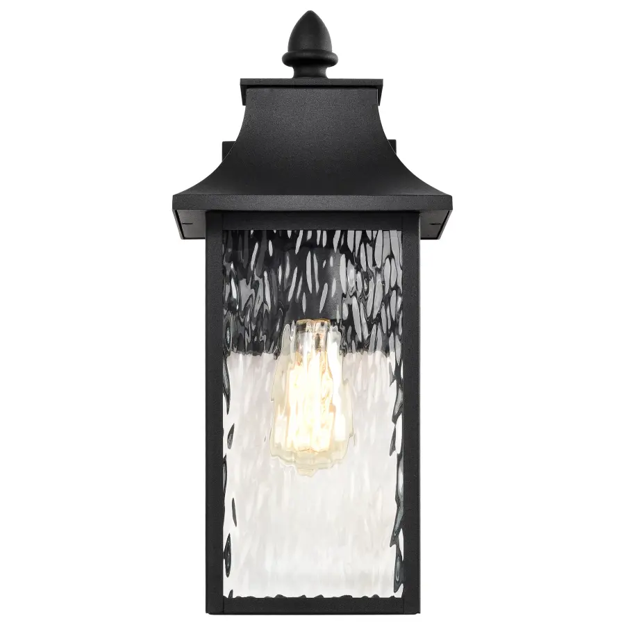 Austen Outdoor Large Wall Light - Matte Black with Clear Water Glass - Image 3