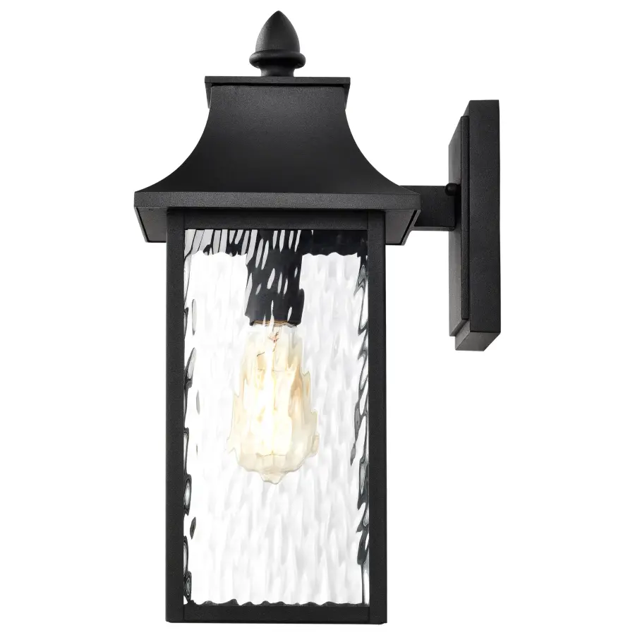 Austen Outdoor Large Wall Light - Matte Black with Clear Water Glass - Image 5