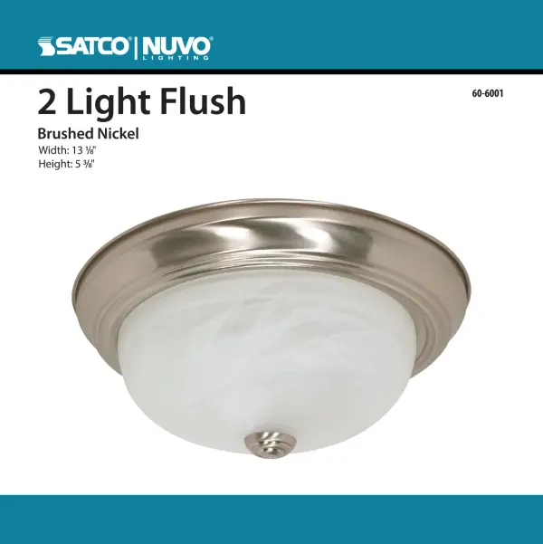 2-Light Alabaster Glass Flush Mount Ceiling Light - Image 2